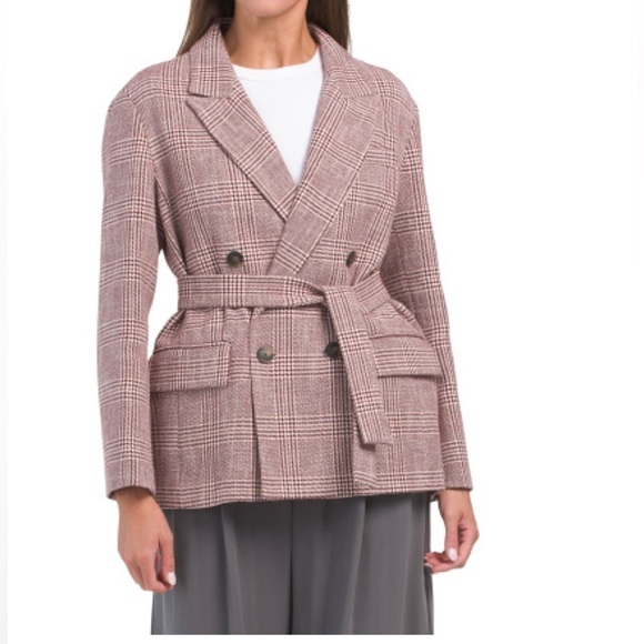 MAJE Vinone Double-breasted Prince of Wales checked cotton-blend tweed blazer - Picture 2 of 8